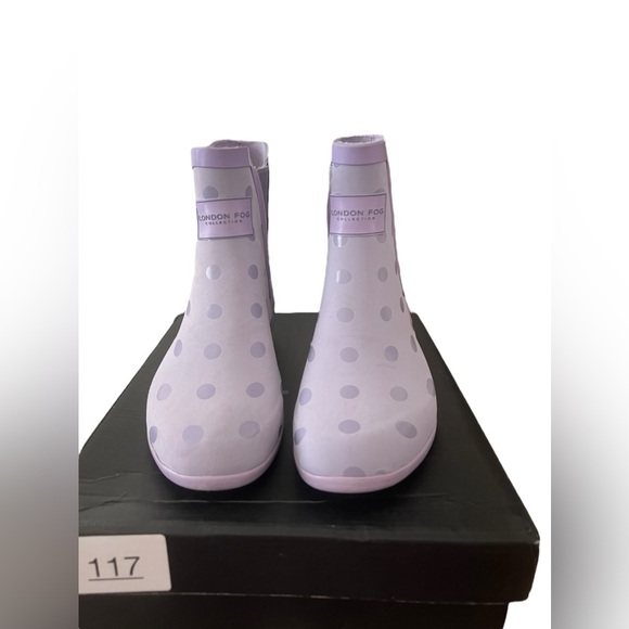 London Fog Women’s Piccadilly Rain Boots in Purple Polka Dot in size 6 - Picture 3 of 8